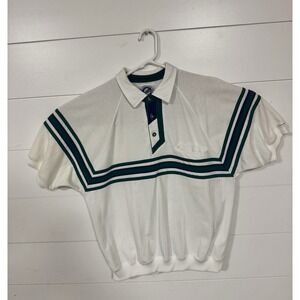 Vintage Greenline International Rugby Polo Shirt 90s White Green Size LG